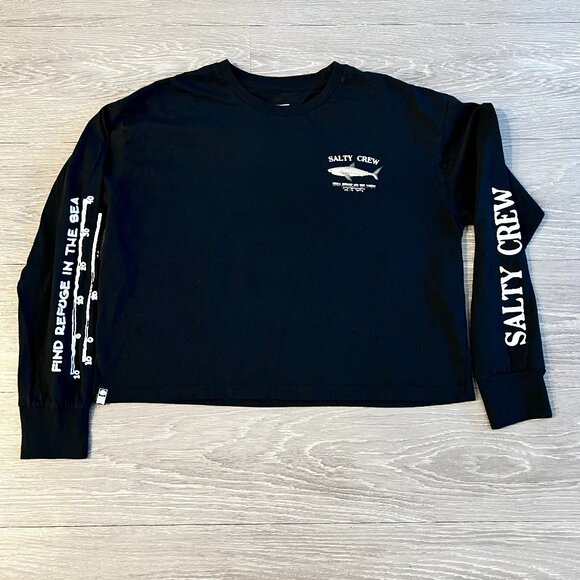Salty Crew Tops - Salty Crew long sleeve "Bruce" crop tee in black size large